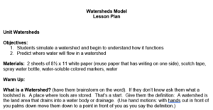 Lesson: Watershed Model